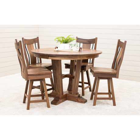 Alberta Walnut Wood Round Extending Pub Table | NAT
