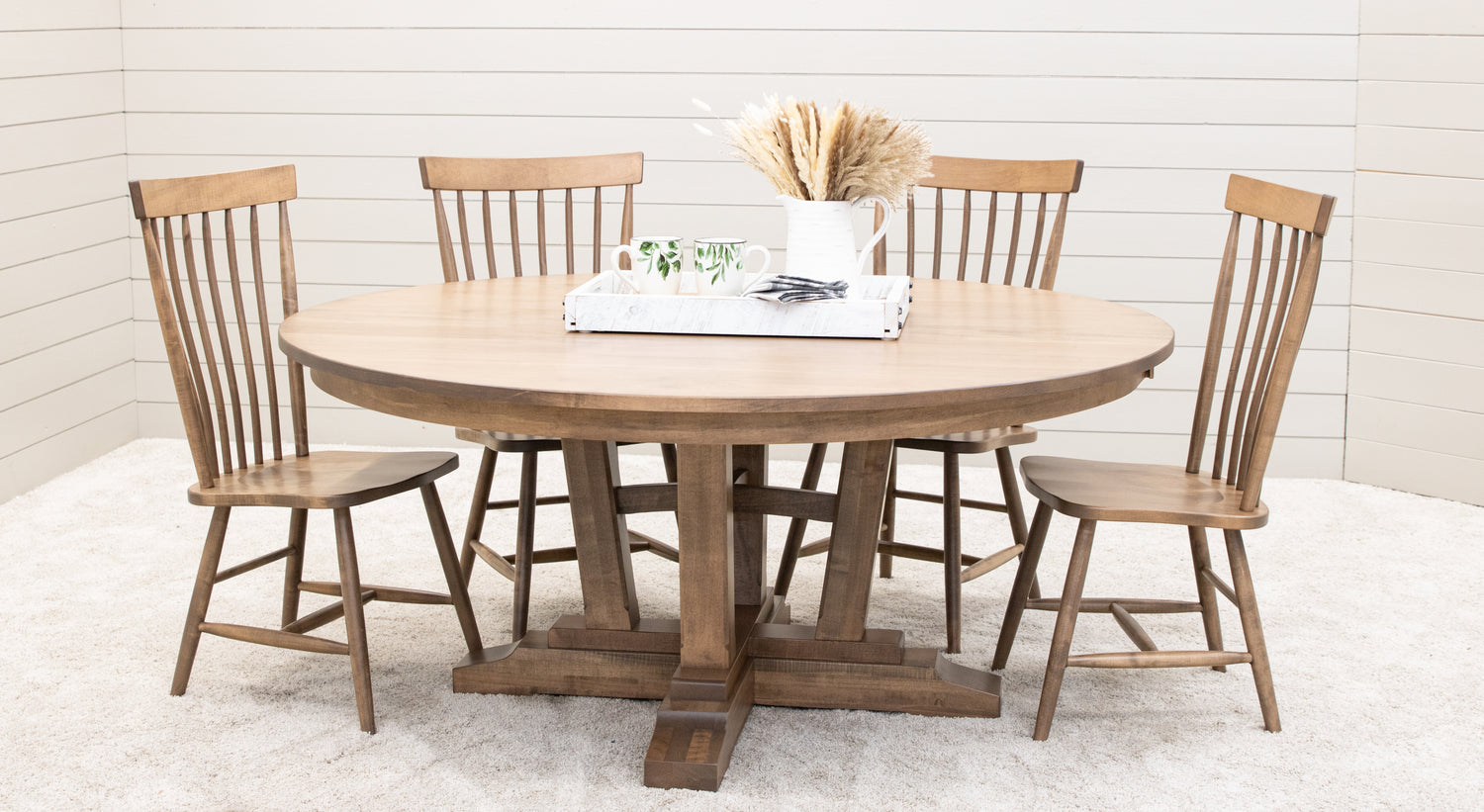 Alberta Maple Wood Round Extending Dining Table | WB