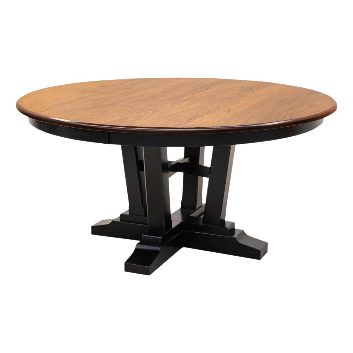 Alberta Black & Wood Round Extending Dining Table | M-EB&E-MC
