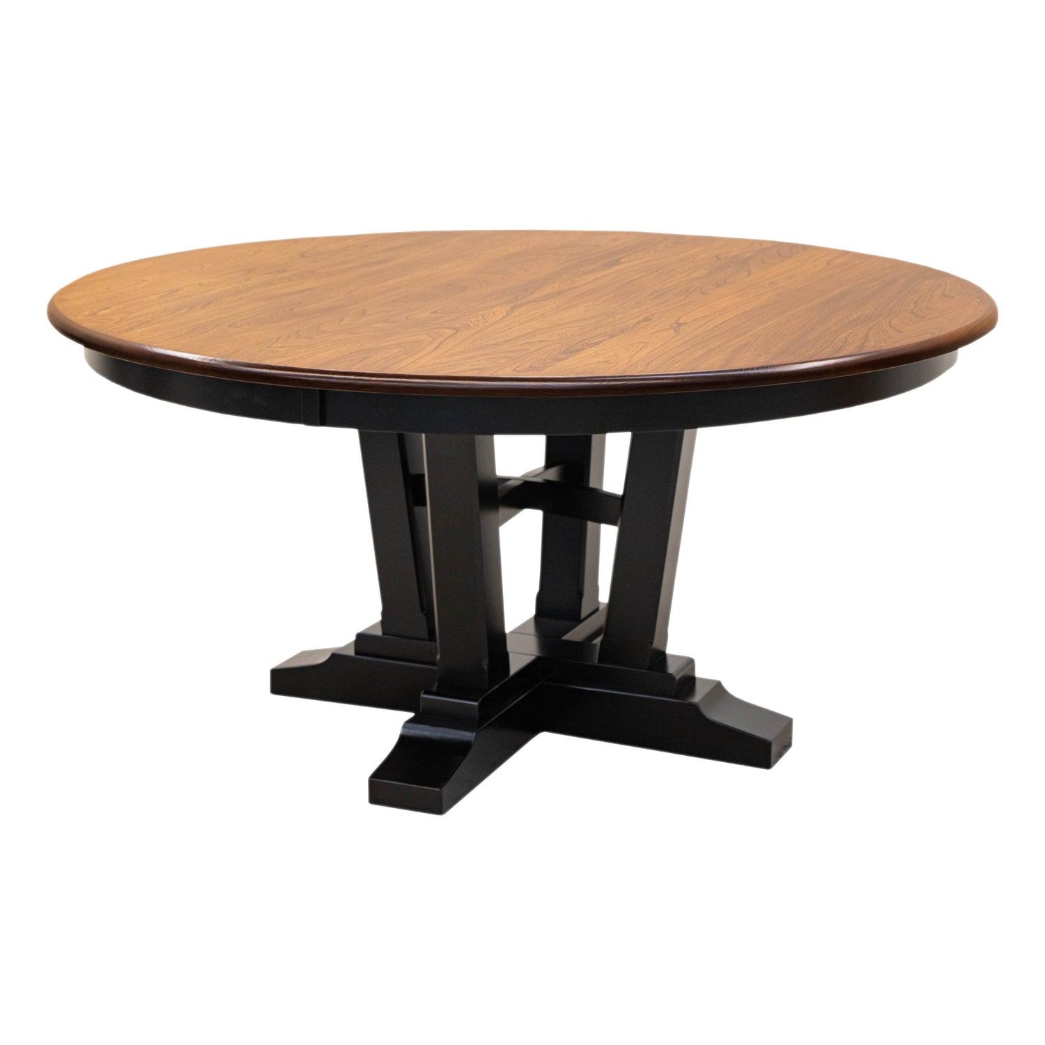 Alberta Black & Wood Round Extending Dining Table | M-EB&E-MC