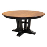 Alberta Black & Wood Round Extending Dining Table | M-EB&E-MC