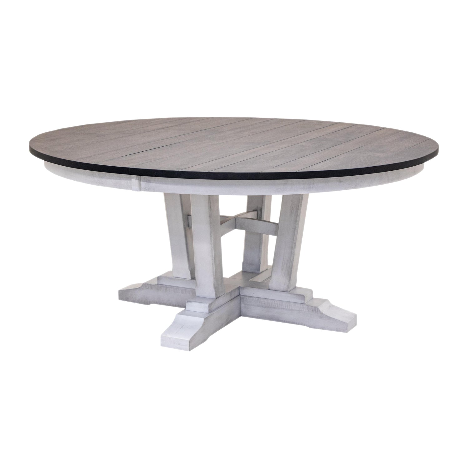 Alberta White & Wood Round Extending Dining Table | M-AV&GS