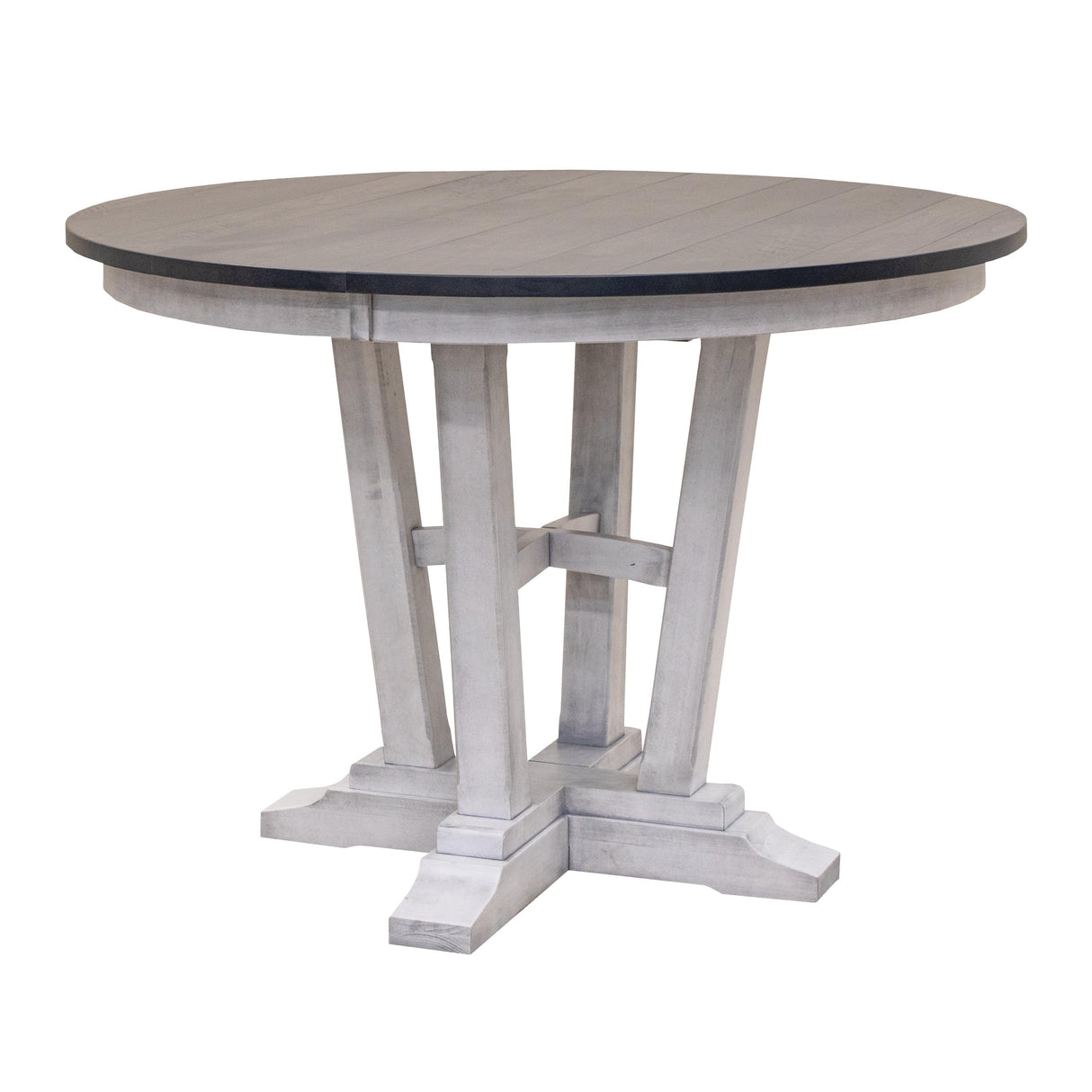 Alberta White & Wood Round Extending Pub Table | M-AV&GS