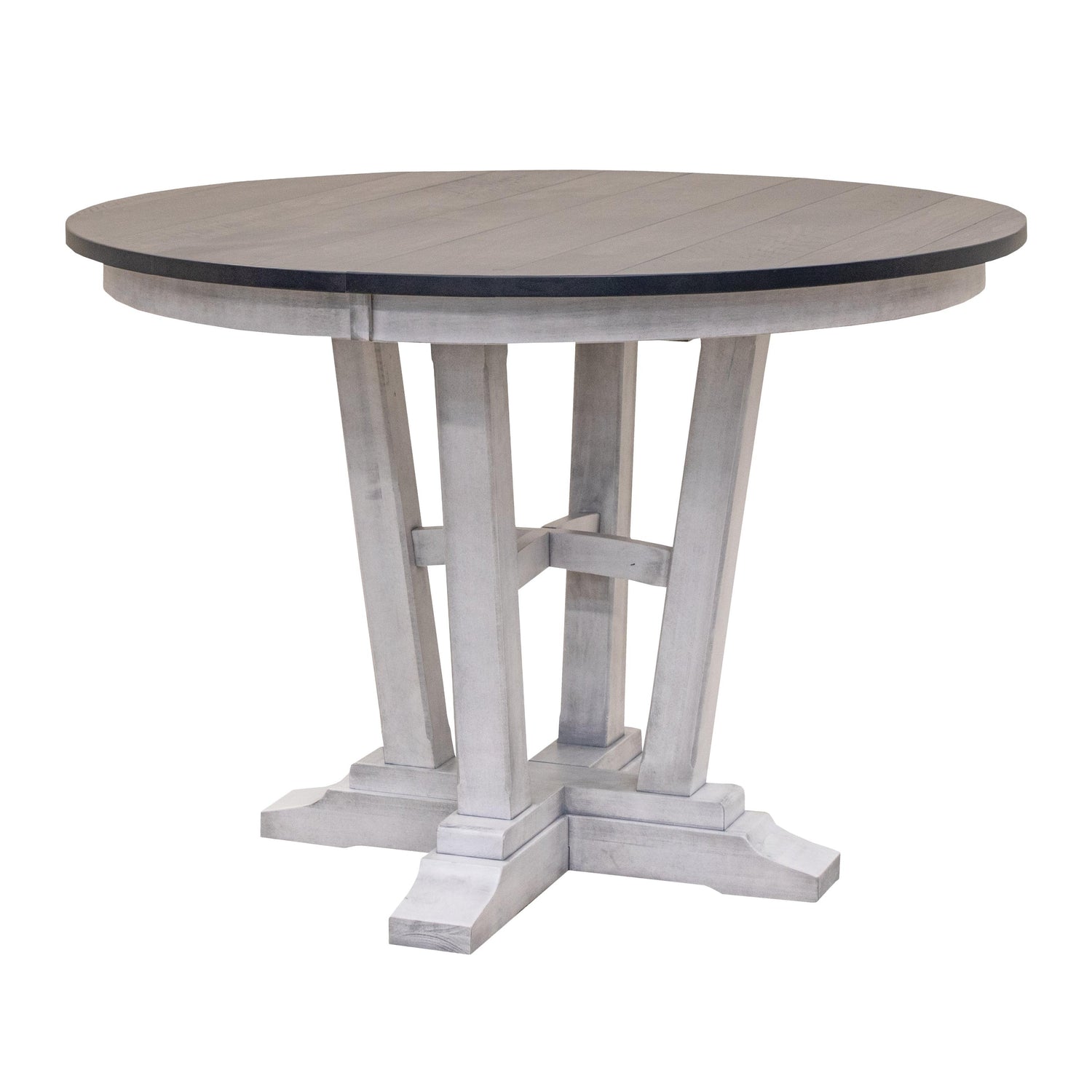 Alberta White & Wood Round Extending Pub Table | M-AV&GS