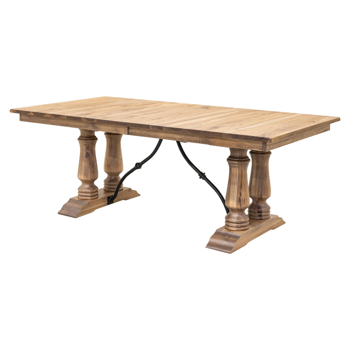 Alexandria Hickory Wood Dining Table Set for 6-8
