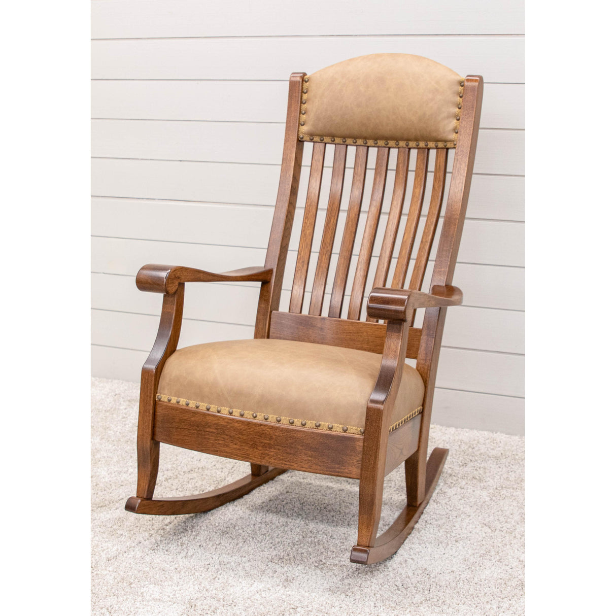 Auntie's Tan Leather Rocker | RH-ASB
