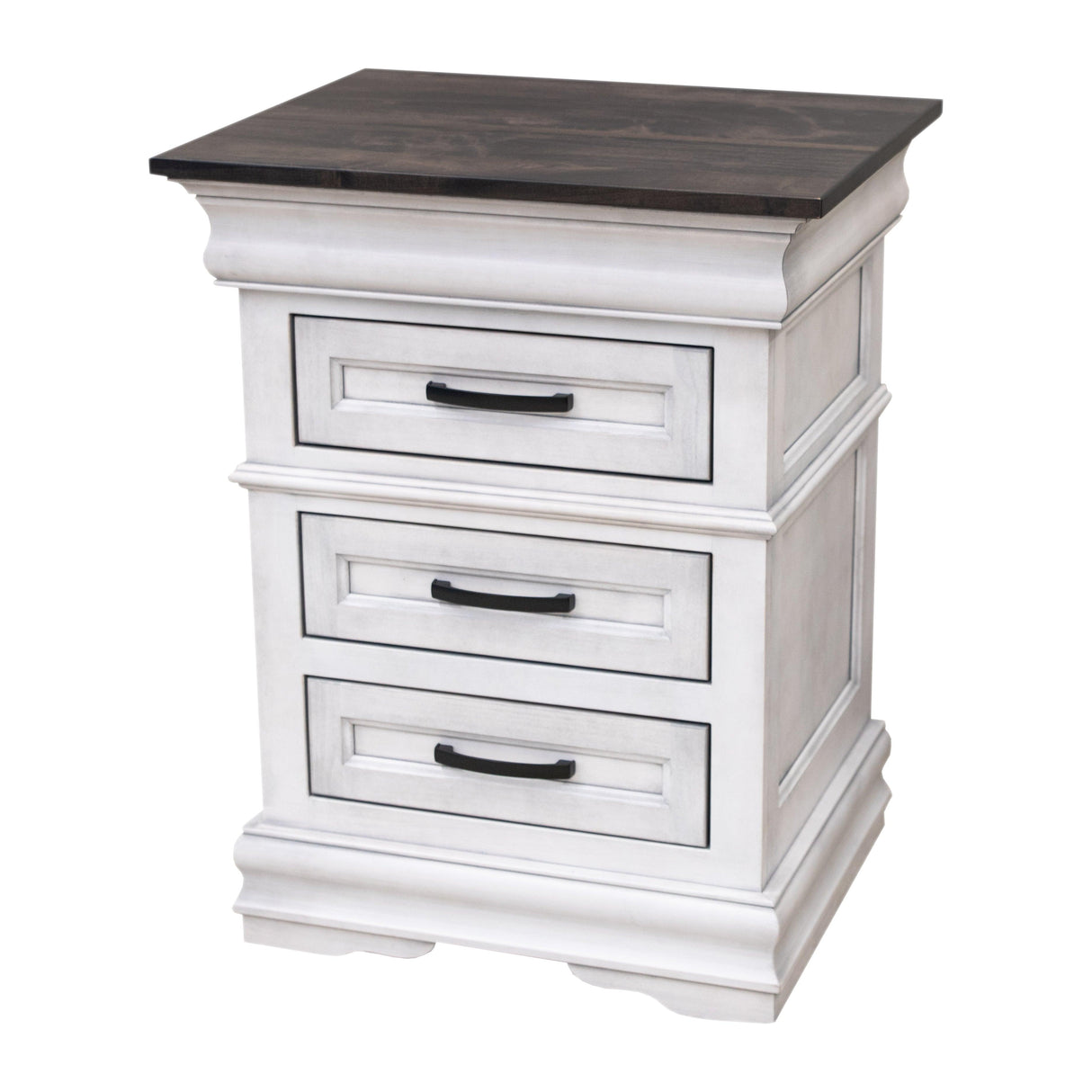 Belmont White & Wood 3-Drawer Nightstand | M-AV&DK