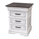 Belmont White & Wood 3-Drawer Nightstand | M-AV&DK