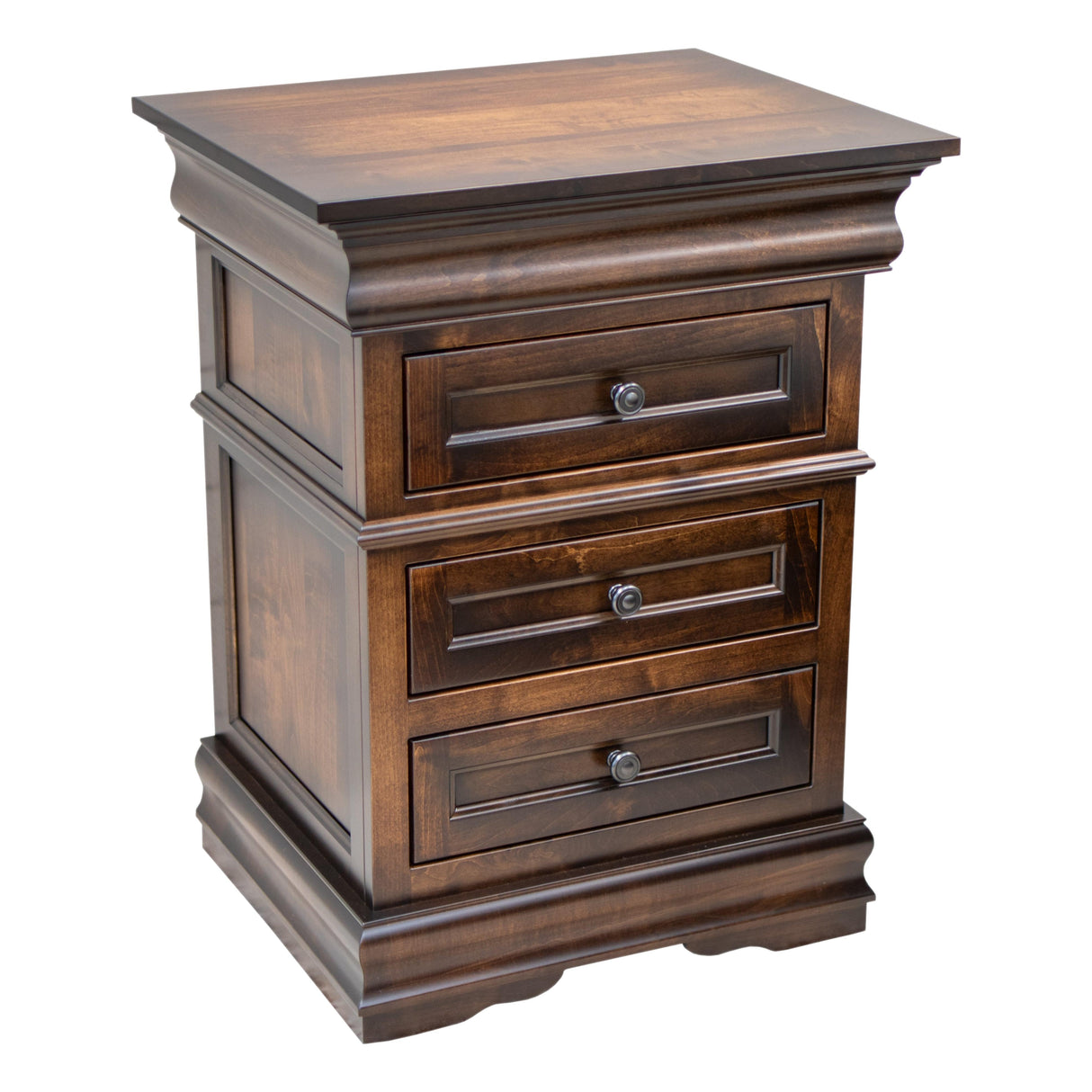 Belmont Maple Wood 3-Drawer Nightstand | ASB-BURN