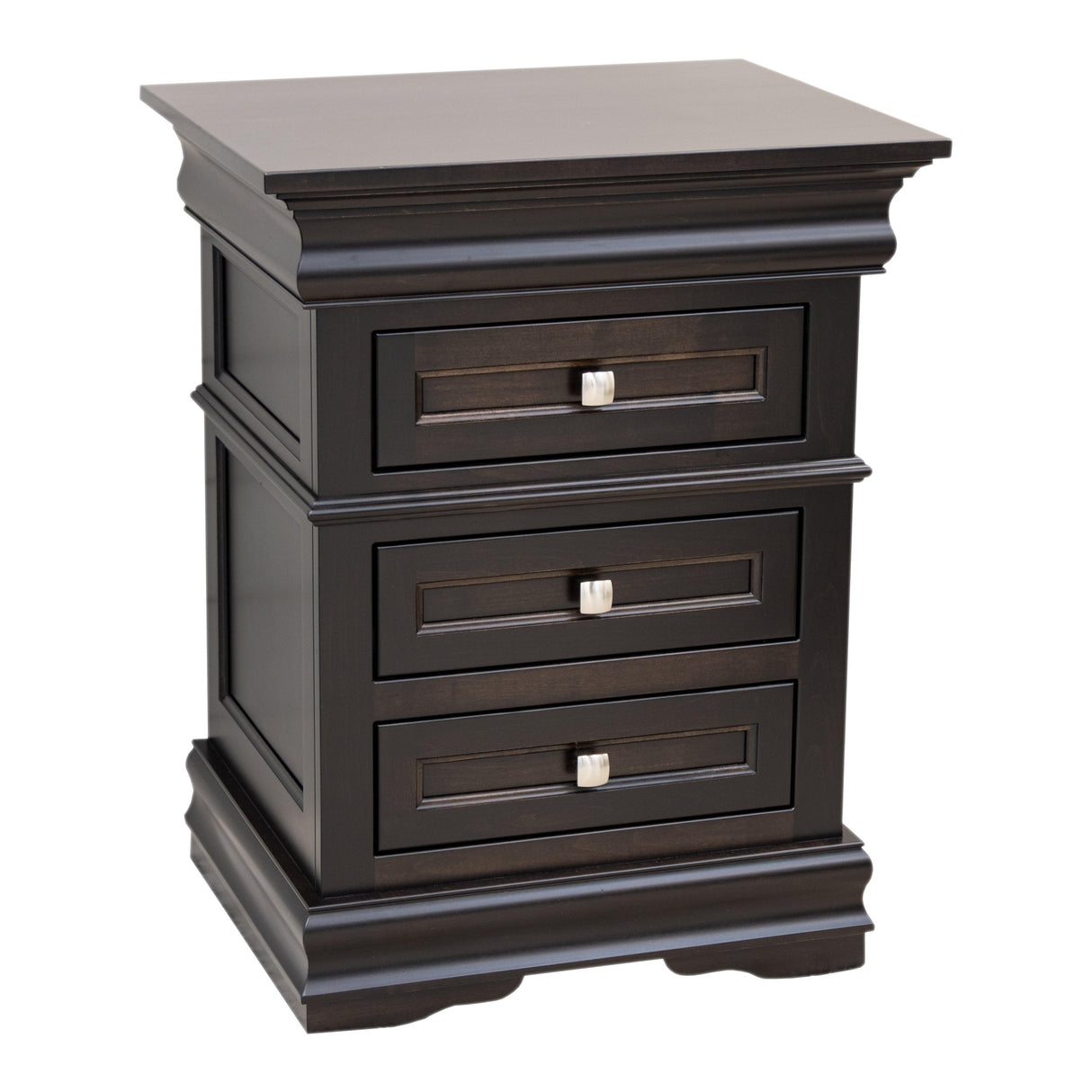 Belmont Black Maple Wood 3-Drawer Nightstand | EB
