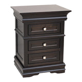 Belmont Black Maple Wood 3-Drawer Nightstand | EB