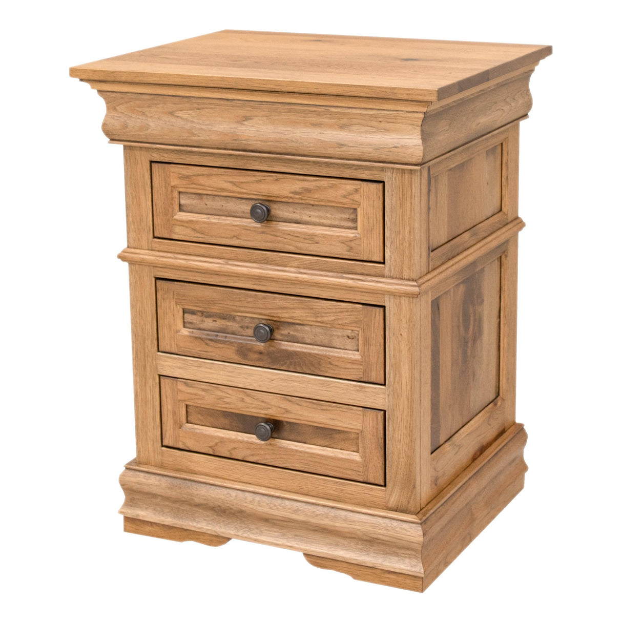 Belmont Hickory Wood 3-Drawer Nightstand | WB