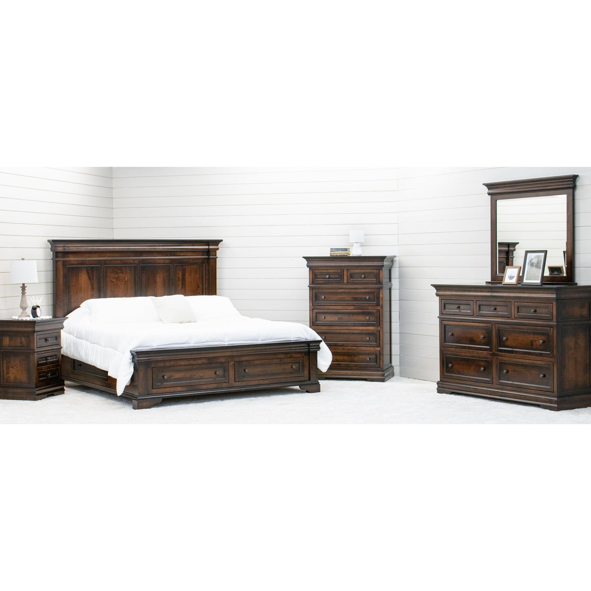Belmont Full Maple Wood Storage Platform Bed | ASB-BURN