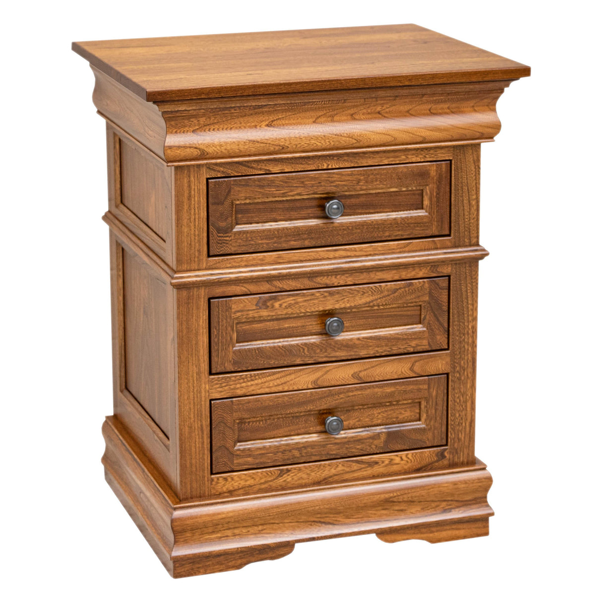 Belmont Elm Wood 3-Drawer Nightstand | MC