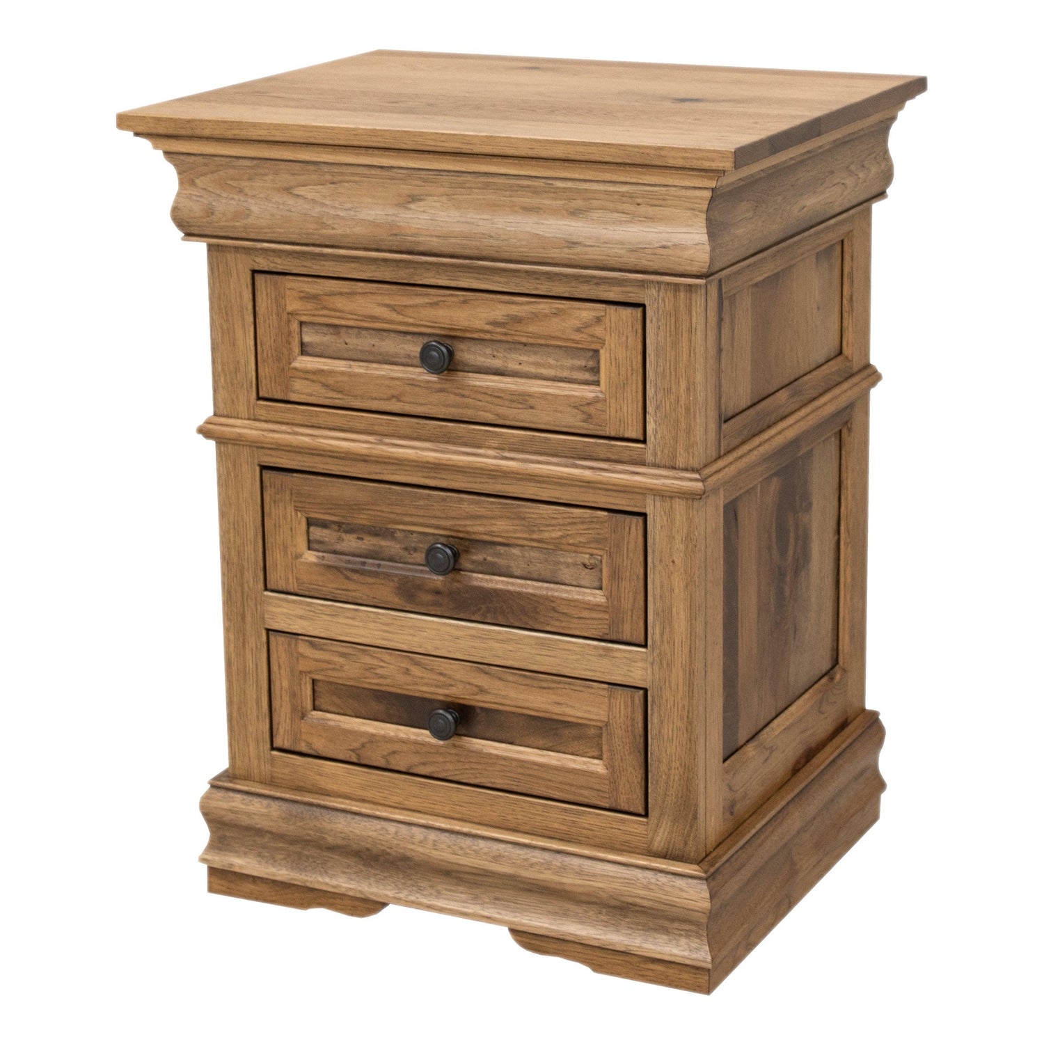 Belmont Hickory Wood 3-Drawer Nightstand | CO