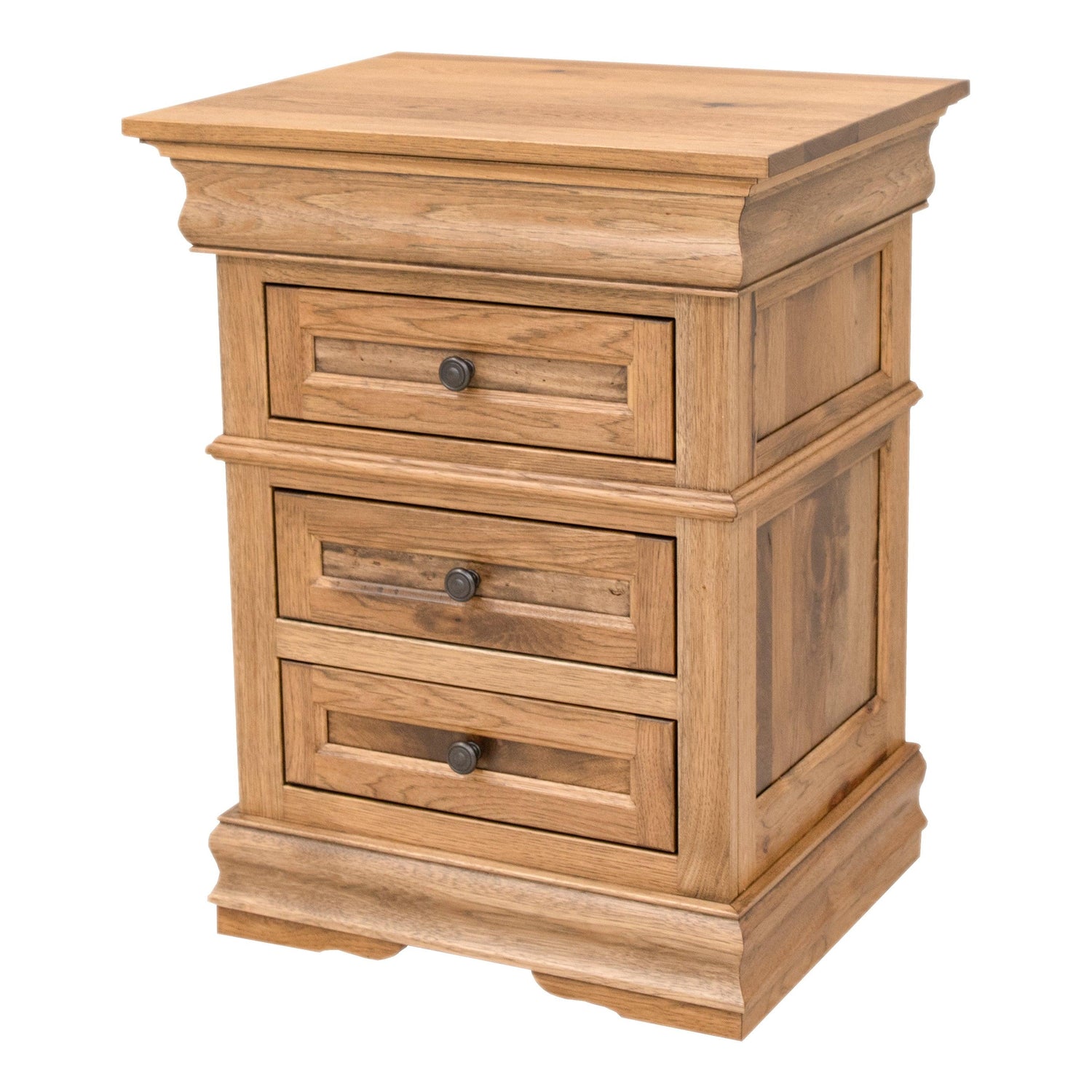Belmont Hickory Wood 3-Drawer Nightstand | WB