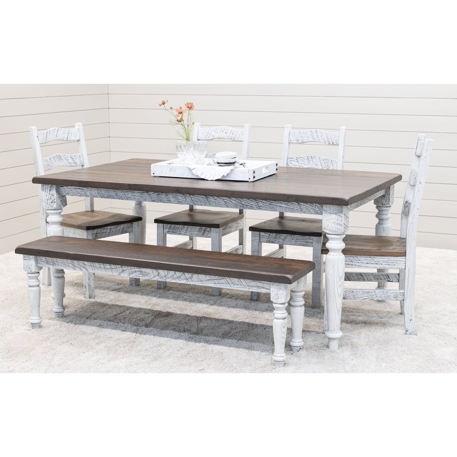 Belmont Reclaimed White & Wood Dining Table | TW&SP