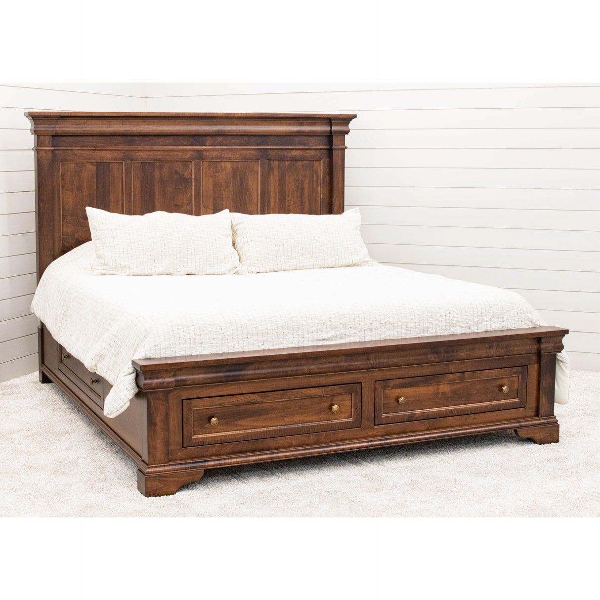 Belmont King Maple Wood Storage Platform Bed | ASB