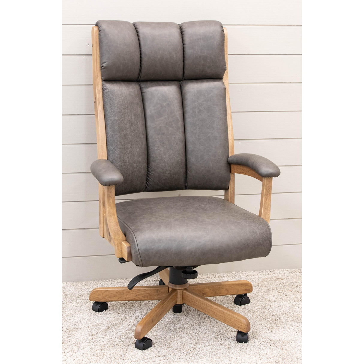 CE58 Clark Executive Grey Leather Office Chair | RH-WB
