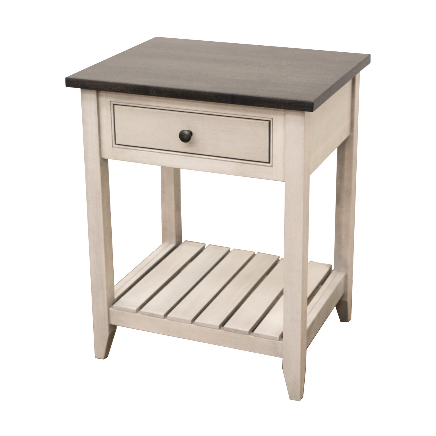 Denali White & Wood 1-Drawer Open Nightstand with Slatted Shelf | M-AV&DK
