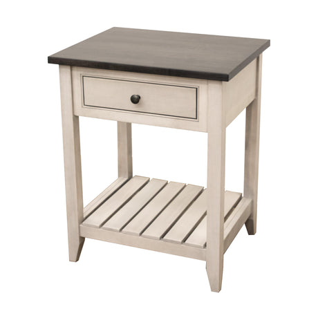 Denali White & Wood 1-Drawer Open Nightstand with Slatted Shelf | M-AV&DK