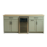 Camden Green Solid Wood Wine Cabinet with Fridge | M-EF&WB