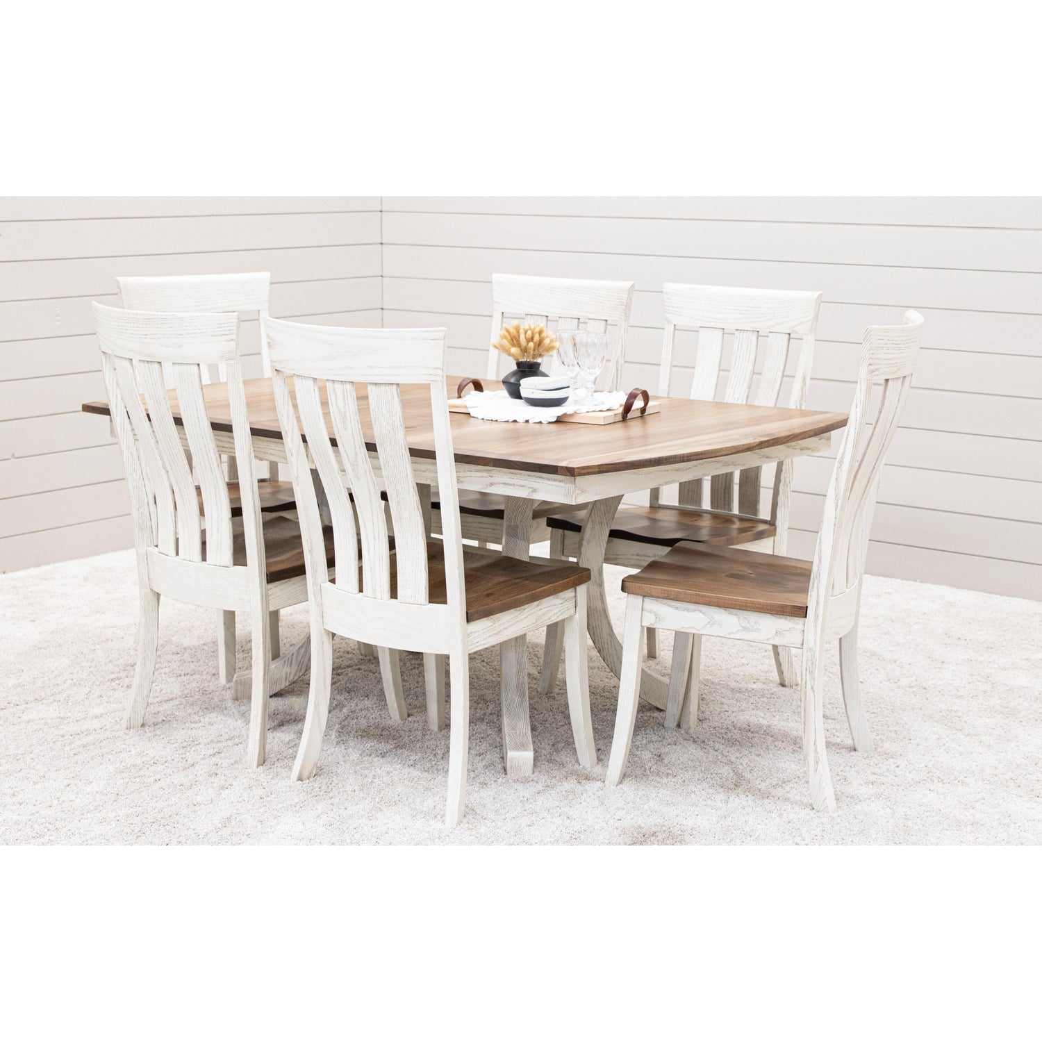 Carlisle Double Pedestal White & Wood Extending Dining Table | O-CS&RH-CO