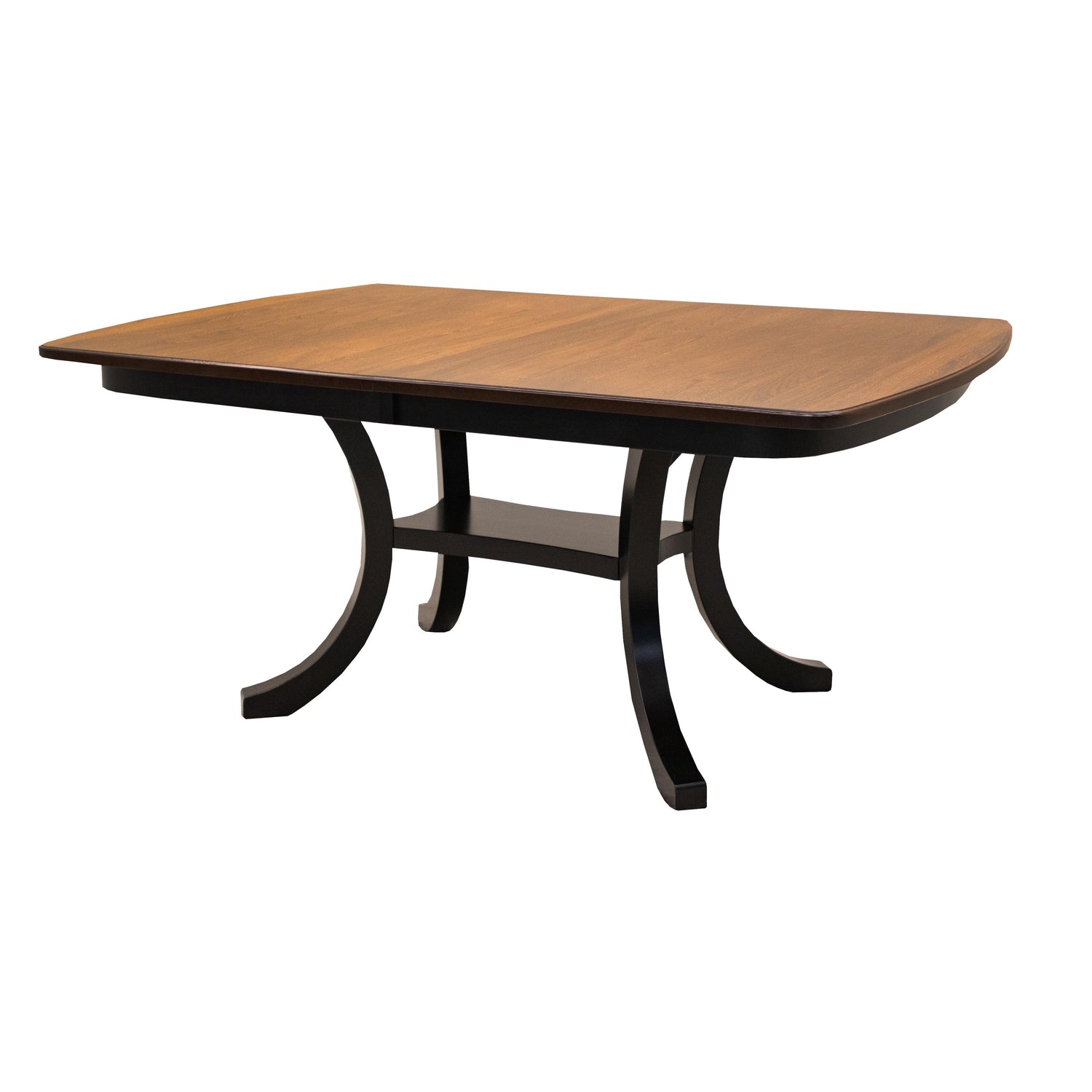 Carlisle Double Pedestal Black & Wood Amish Extending Dining Table | M-EB&E-MC
