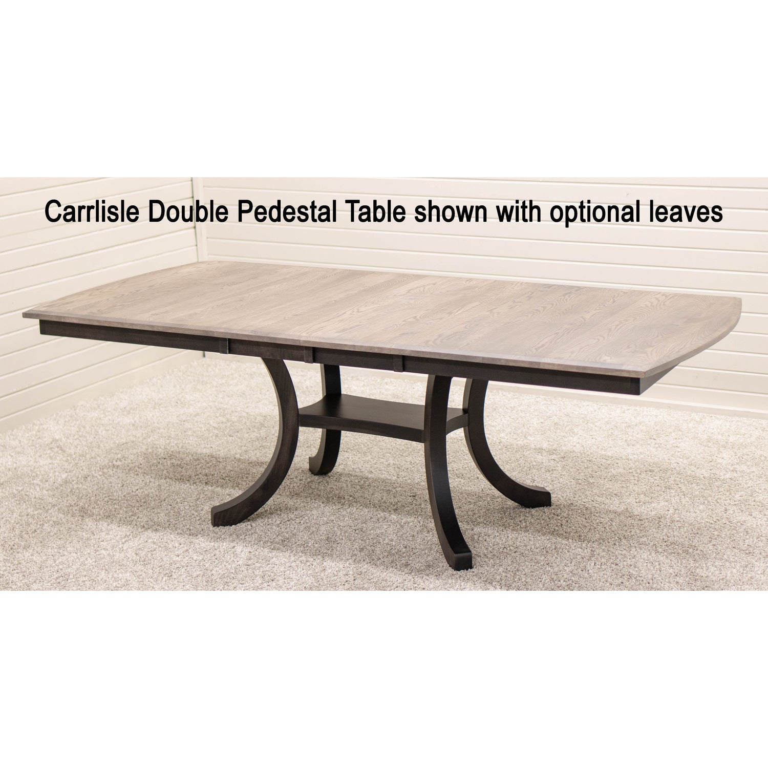 Carlisle Double Pedestal Black & Wood Amish Extending Dining Table | M-EB&E-MC