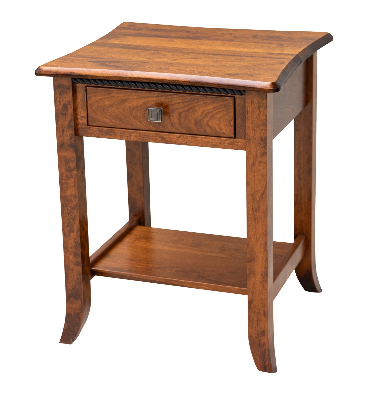 Plymouth Cherry Wood Open Square Chairside End Table | MC