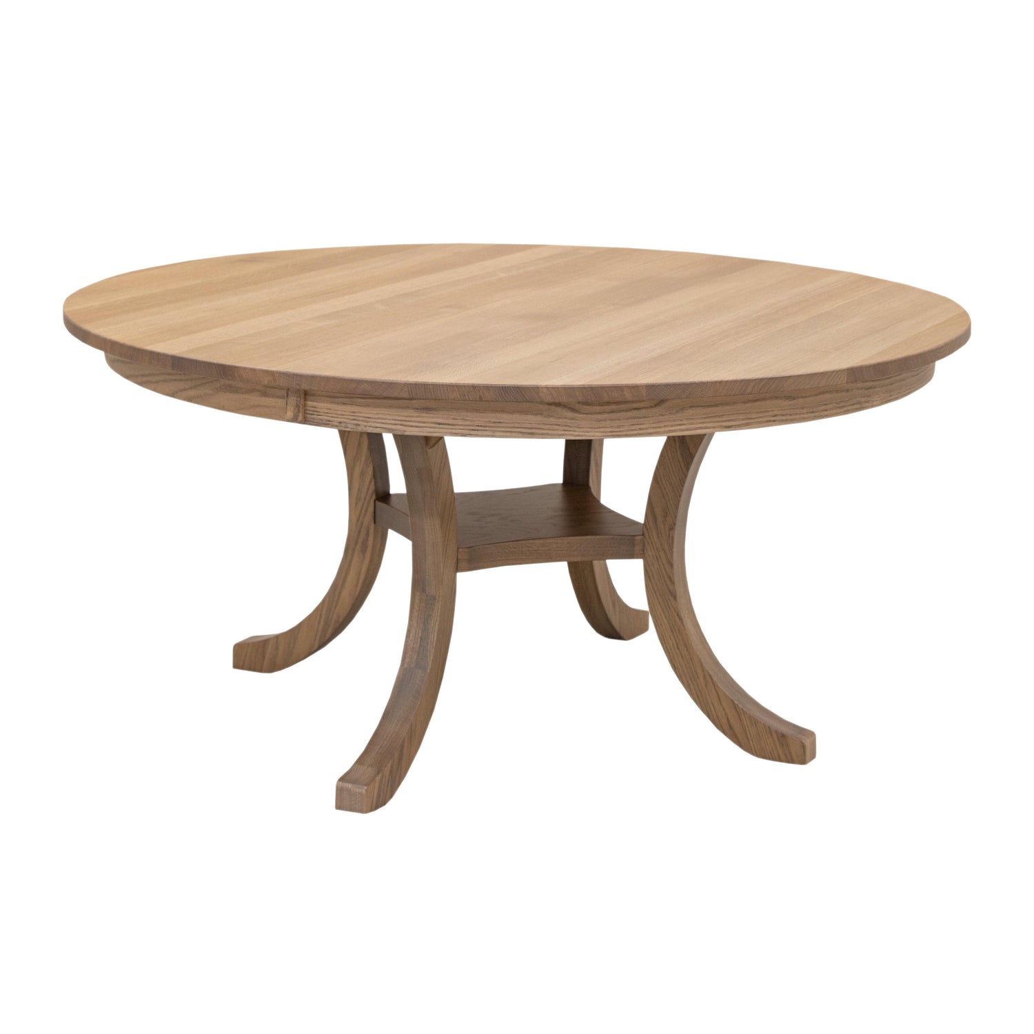 Carlisle Round Single Pedestal White Oak Wood Extending Dining Table | DS