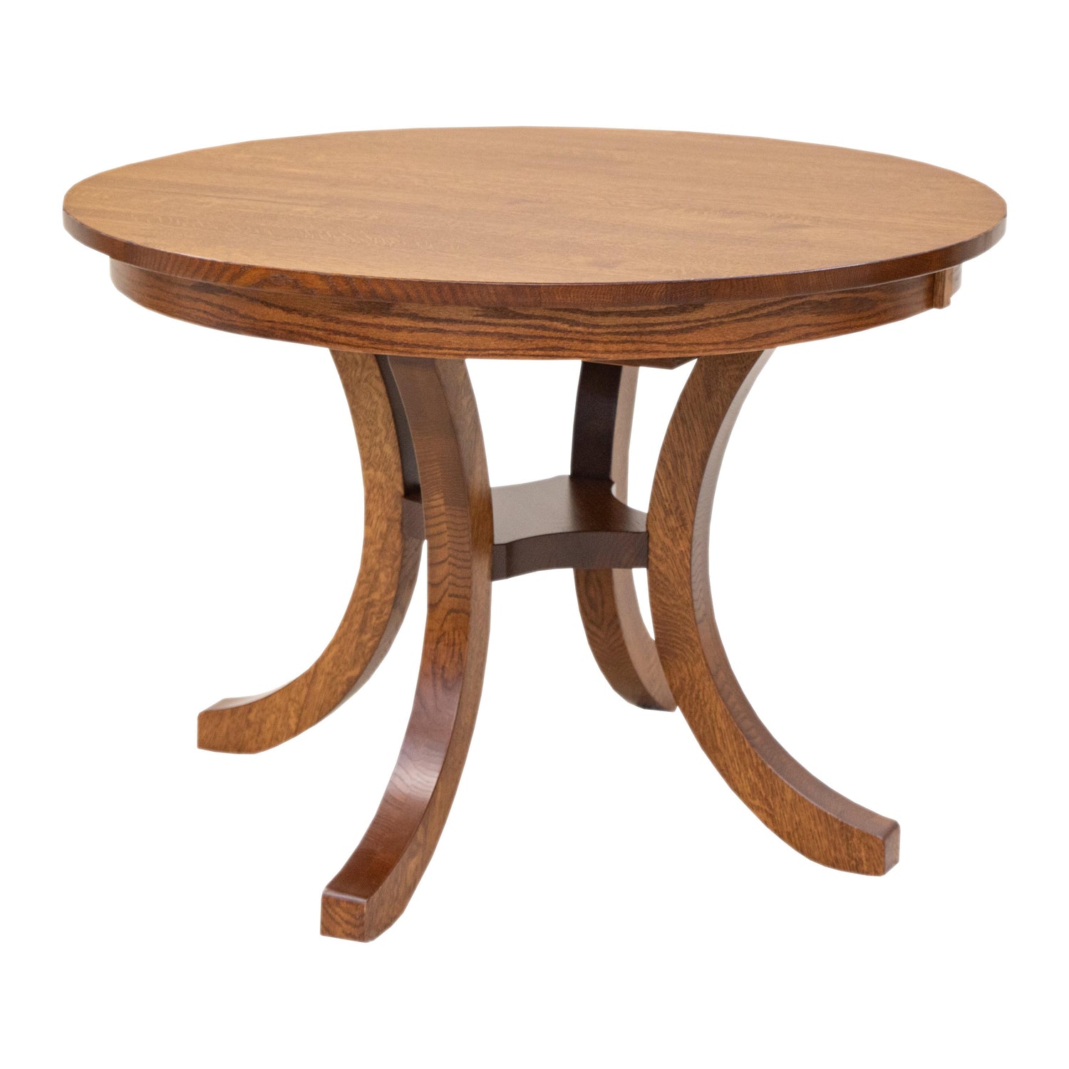 Carlisle Round Single Pedestal Quarter Sawn White Oak Wood Extending Dining Table | MC