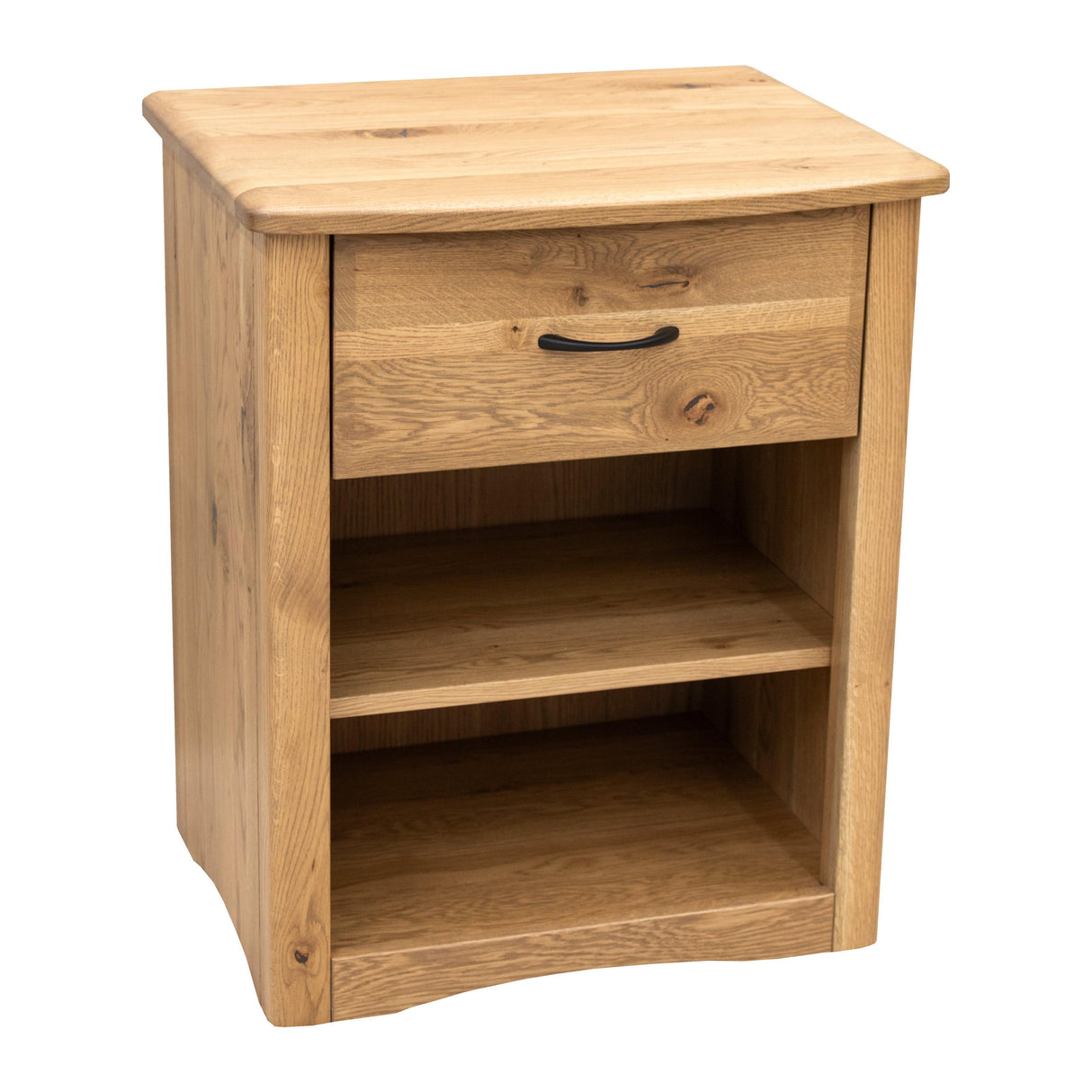 Carrington White Oak Wood 1-Drawer Open Nightstand | BLS