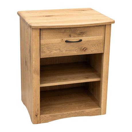 Carrington White Oak Wood 1-Drawer Open Nightstand | BLS