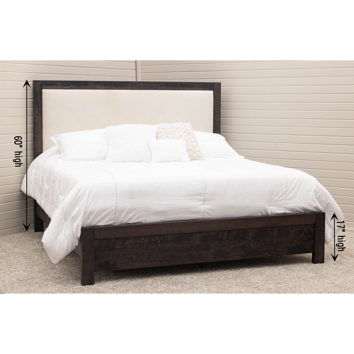 Hudson Wood Bed Frame with Upholstered Headboard