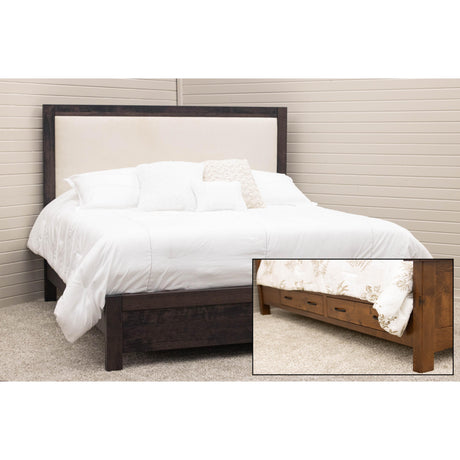 Hudson King Cherry Wood Bed with Upholstered Headboard | GS