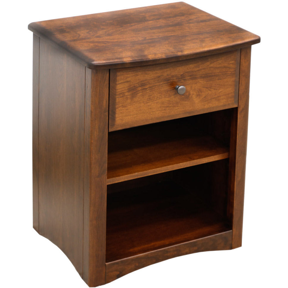 Carrington Solid Cherry 1-Drawer Open Nightstand in Golden Brown