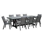 Modern Classic Poly Patio Dining Set for 8 People | Black & Dark Gray-Upstate Amish Furniture
