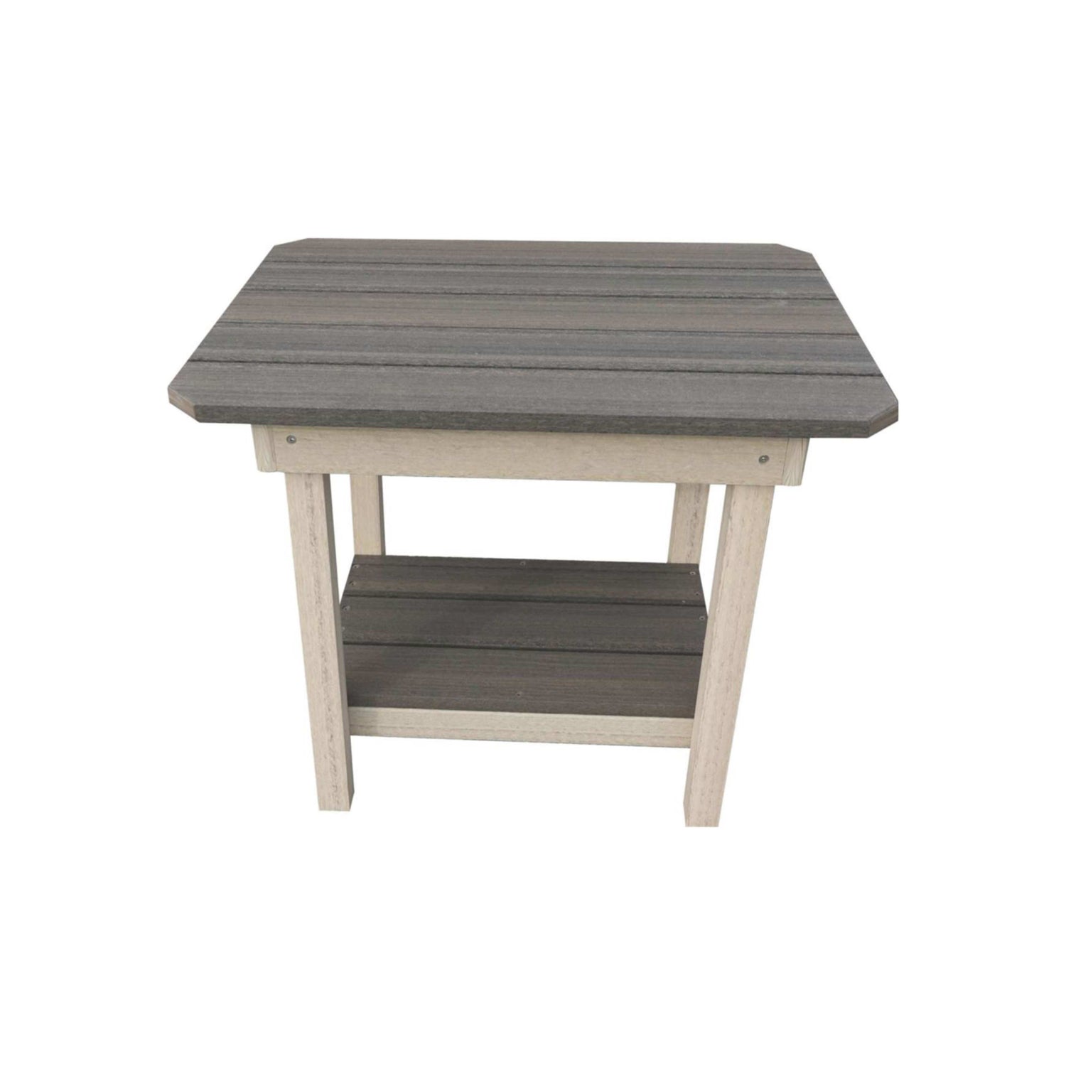 Clipped Corner Outdoor Poly Amish End Table | Coastal Gray & Seashell
