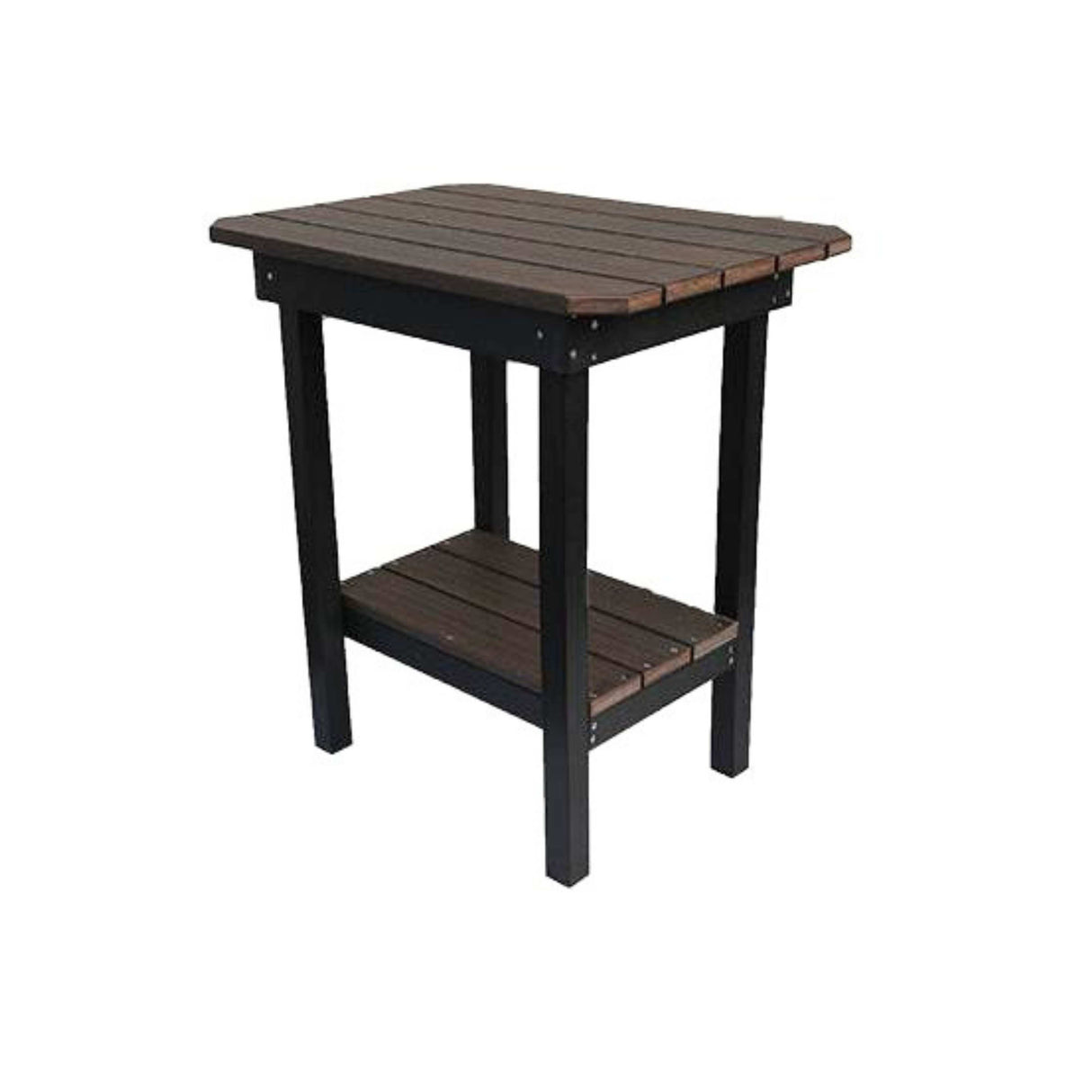 Clipped Corner Outdoor Poly Amish Balcony End Table | Brazilian Walnut & Black