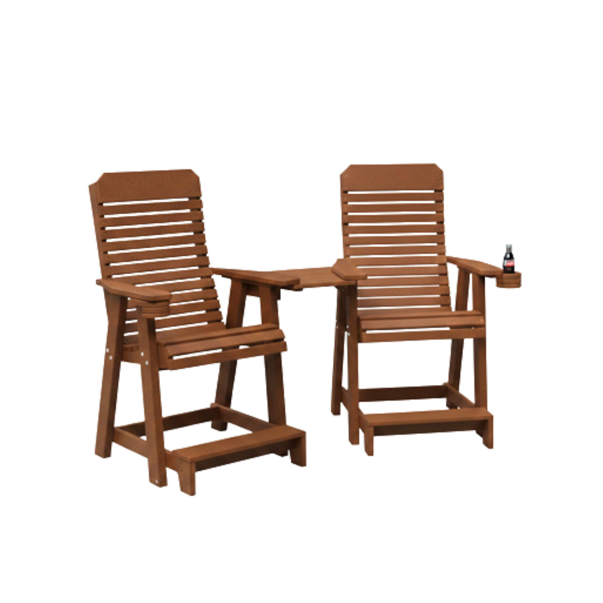 Comfort Back Balcony Outdoor Poly Amish Chair Set - Antique Mahogany