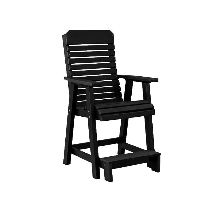 Comfort Back Poly Amish Outdoor Bar Stool - Black