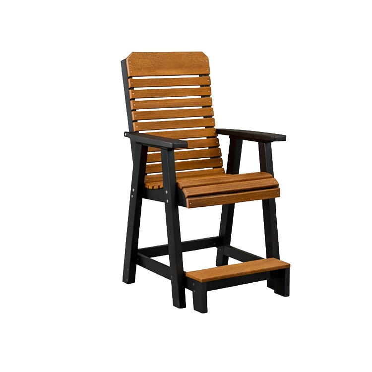 Comfort Back Poly Amish Outdoor Bar Stool - Antique Mahogany & Black