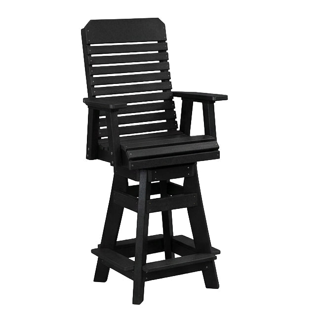 Comfort Back Poly Amish Outdoor Swivel Bar Stool - Black