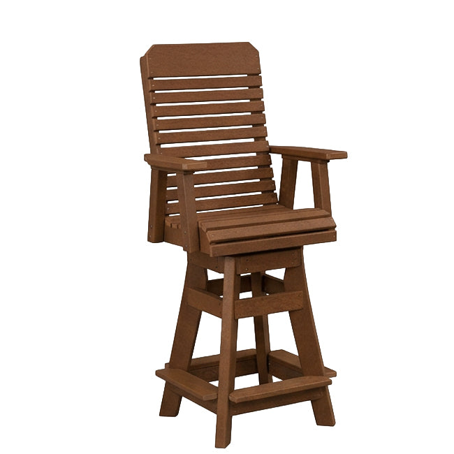 Comfort Back Poly Amish Outdoor Swivel Bar Stool - Antique Mahogany