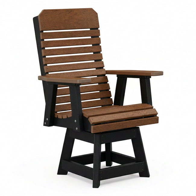 Comfort Back Poly Amish Outdoor Swivel Dining Chair - Antique Mahogany & Black