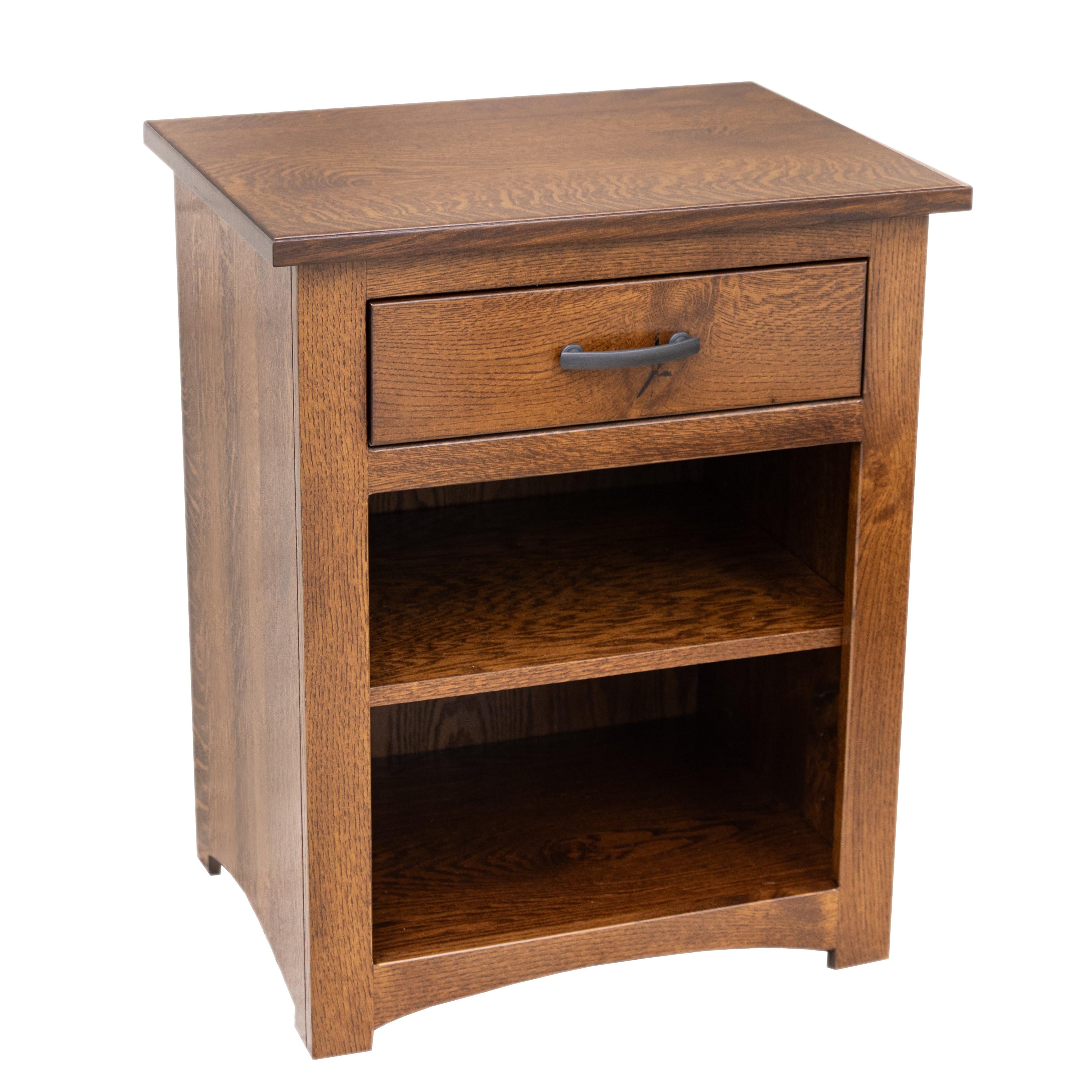 Carrington Solid Cherry 1-Drawer Open Nightstand in Golden Brown