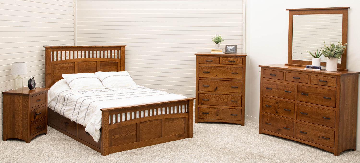 Craftsman Mission 5-Piece Quarter Sawn Oak Solid Wood Queen Bedroom Set