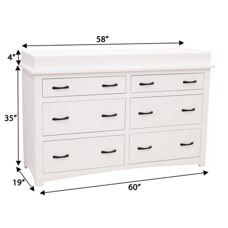 Craftsman Mission White 6-Drawer Nursery Dresser with Changing Topper | M-DW
