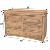 Craftsman Mission Maple Wood 6-Drawer Nursery Dresser with Changing Topper | WB